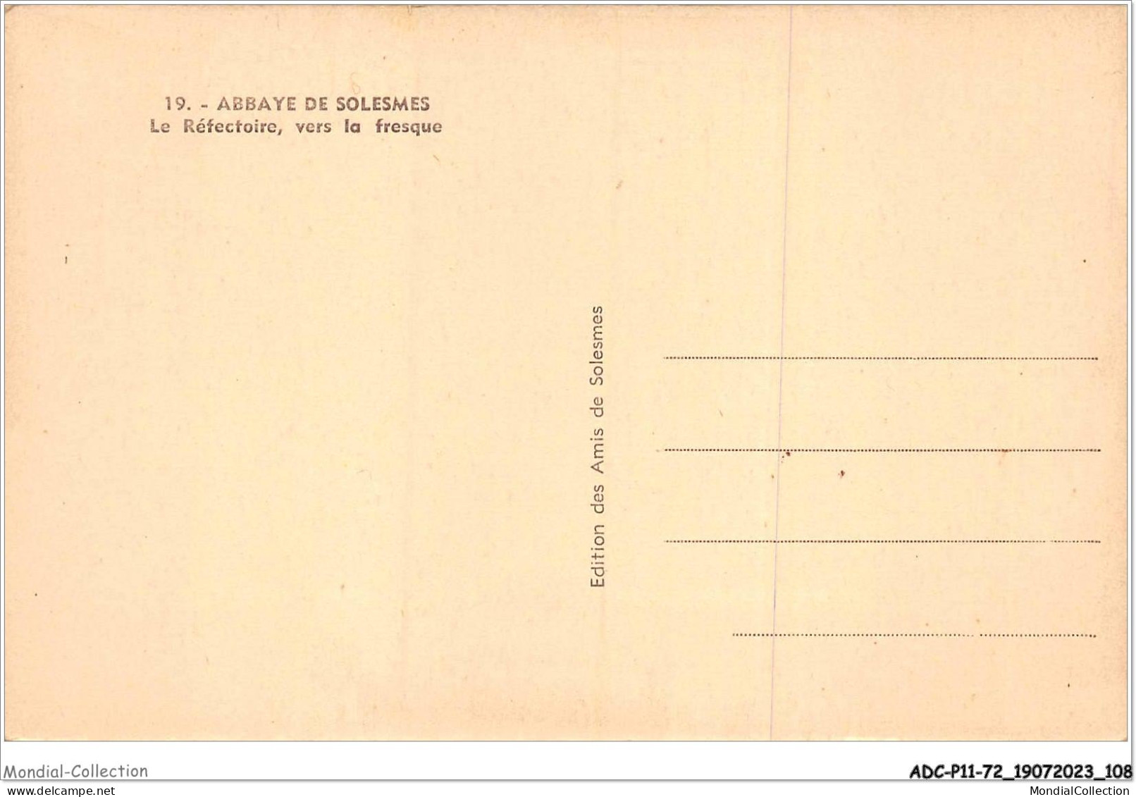 ADCP11-72-1056 - Abbaye De SOLESMES - Le Réfectoire Vers La Fresque  - Solesmes