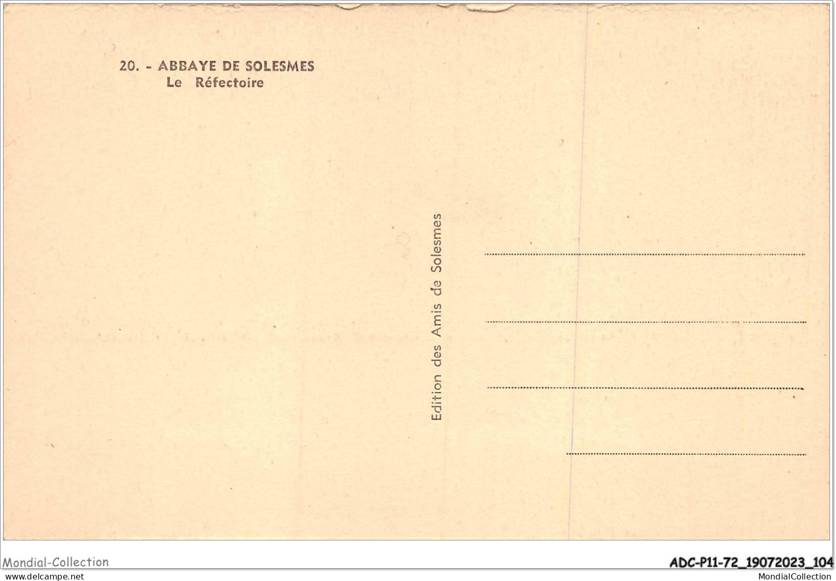 ADCP11-72-1054 - Abbaye De SOLESMES - Le Réfectoire - Solesmes