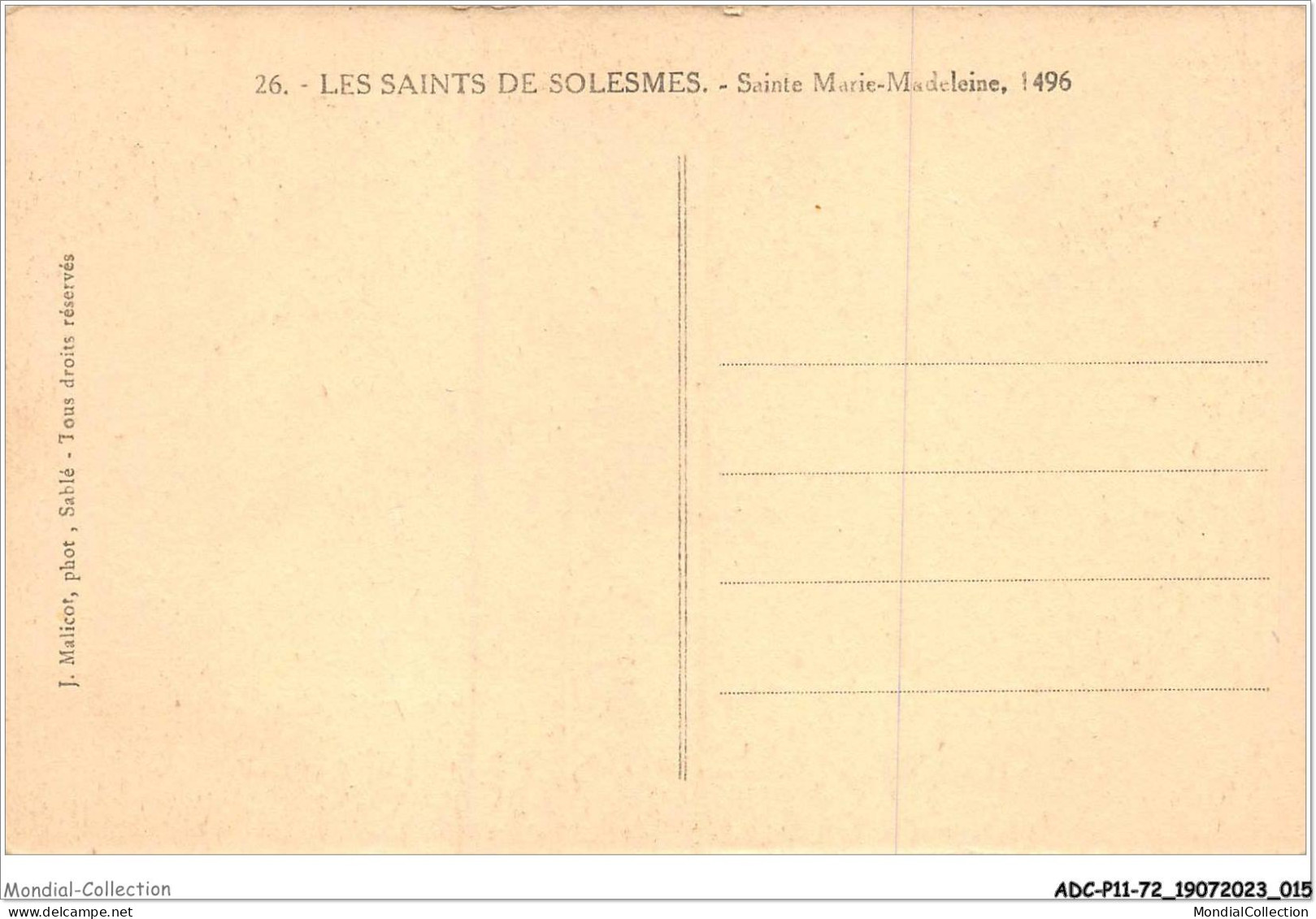ADCP11-72-1009 - Les Saints De SOLESMES - Sainte Marie-madeleine  - Solesmes
