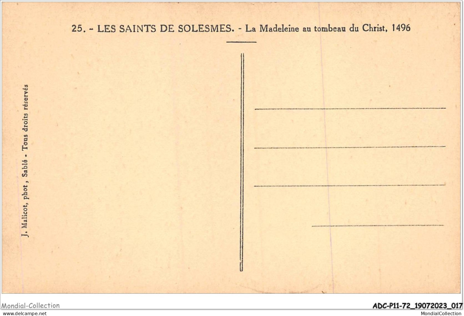 ADCP11-72-1010 - Les Saints De SOLESMES - La Madeleine Au Tombeau Du Christ  - Solesmes