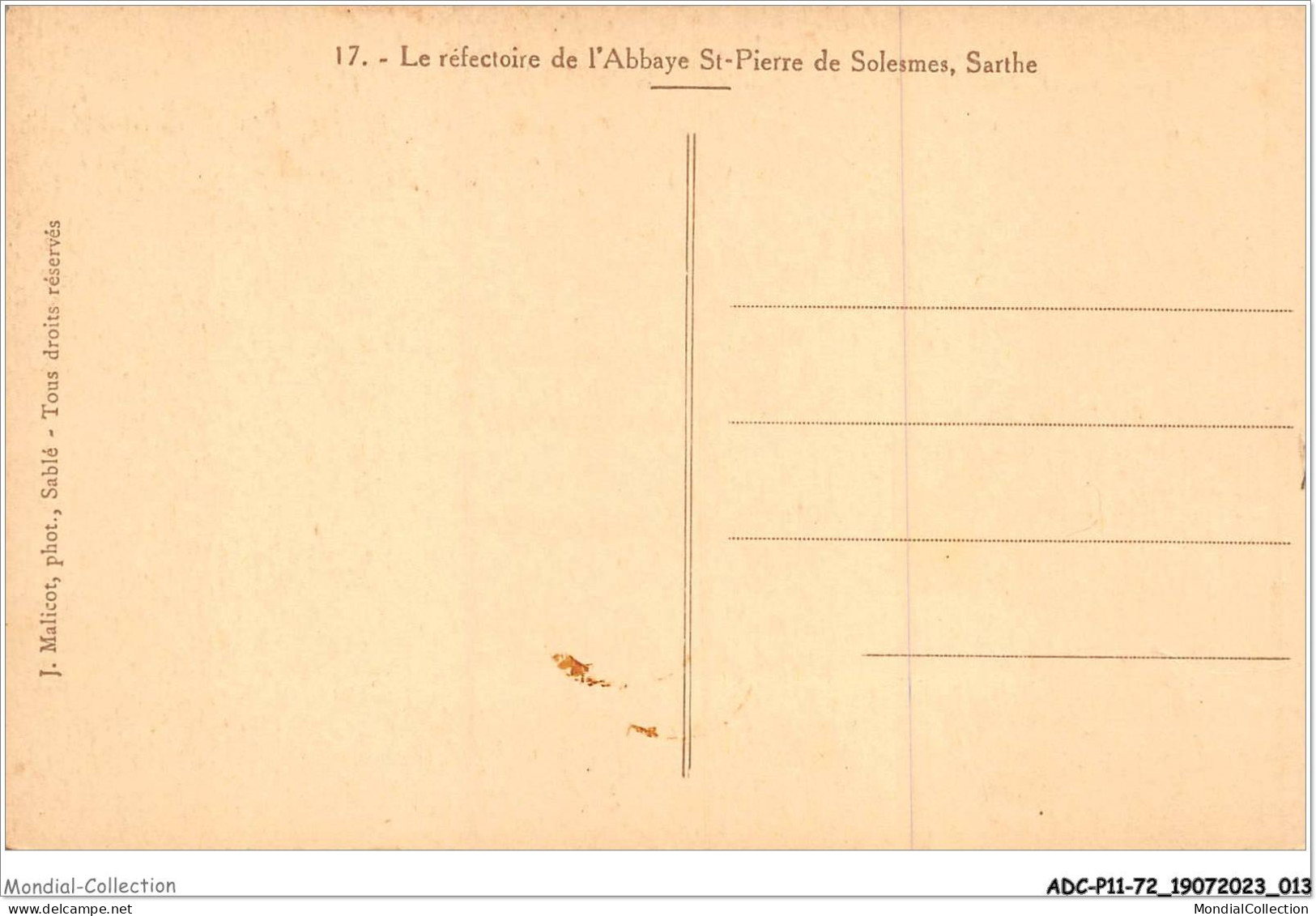 ADCP11-72-1008 - Le Réfectoire De L'abbaye St-Pierre De SOLESMES  - Solesmes