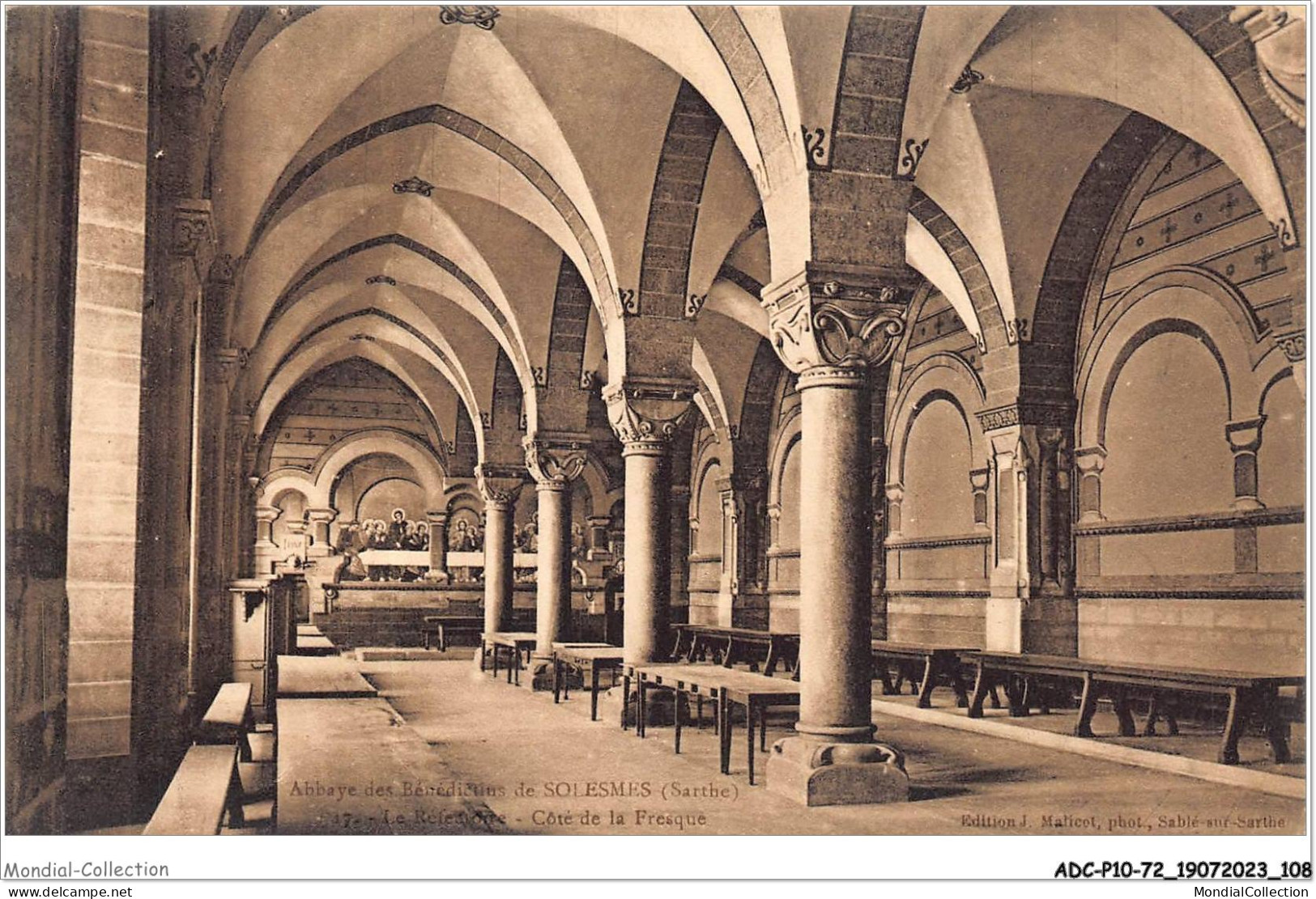 ADCP10-72-0958 - Abbaye Des Bénédictins De SOLESMES - Le Réfectoire - Côté De La Fresque  - Solesmes