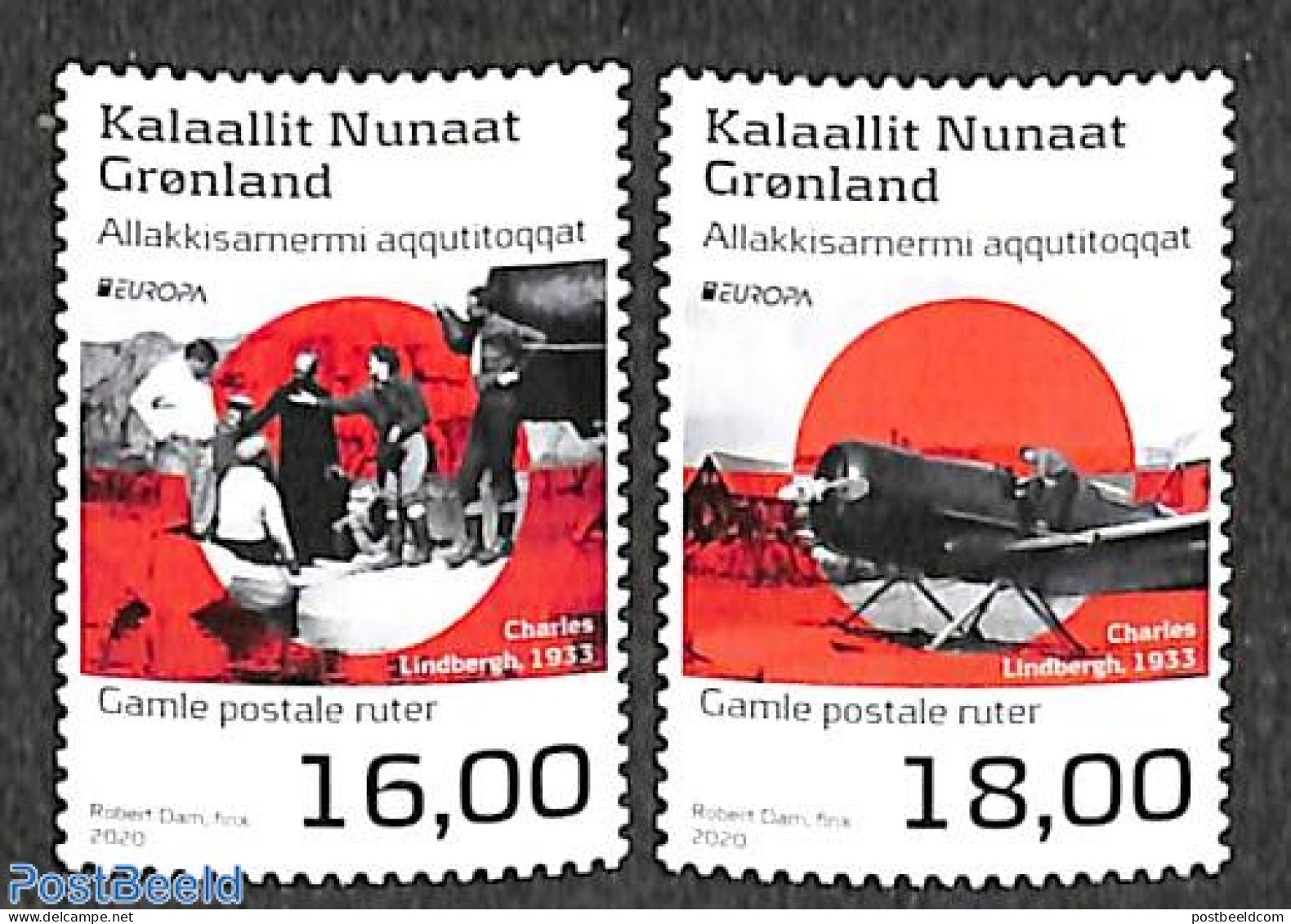Greenland 2020 Europa, Old Postal Roads 2v, Mint NH, History - Transport - Europa (cept) - Post - Aircraft & Aviation - Nuevos