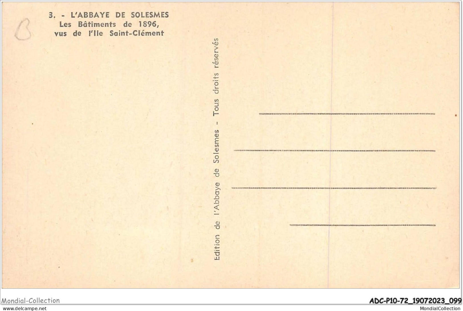 ADCP10-72-0953 - L'abbaye De SOLESMES - Les Bâtiments De 1896 - Vus De L'ile Saint-clément  - Solesmes