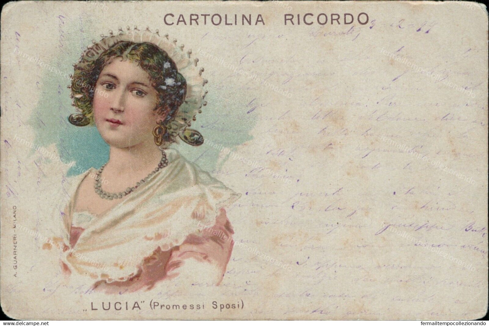 Az837 Cartolina Ricordo Lucia Promessi Sposi 1899 Personaggi Famosi - Artistes