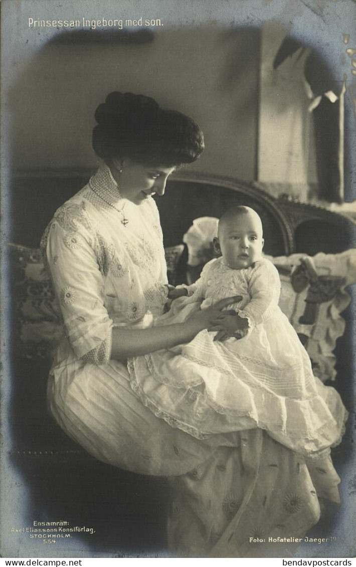 Denmark, Princess Ingeborg With Prince Carl Bernadotte (1910s) RPPC Postcard - Dänemark