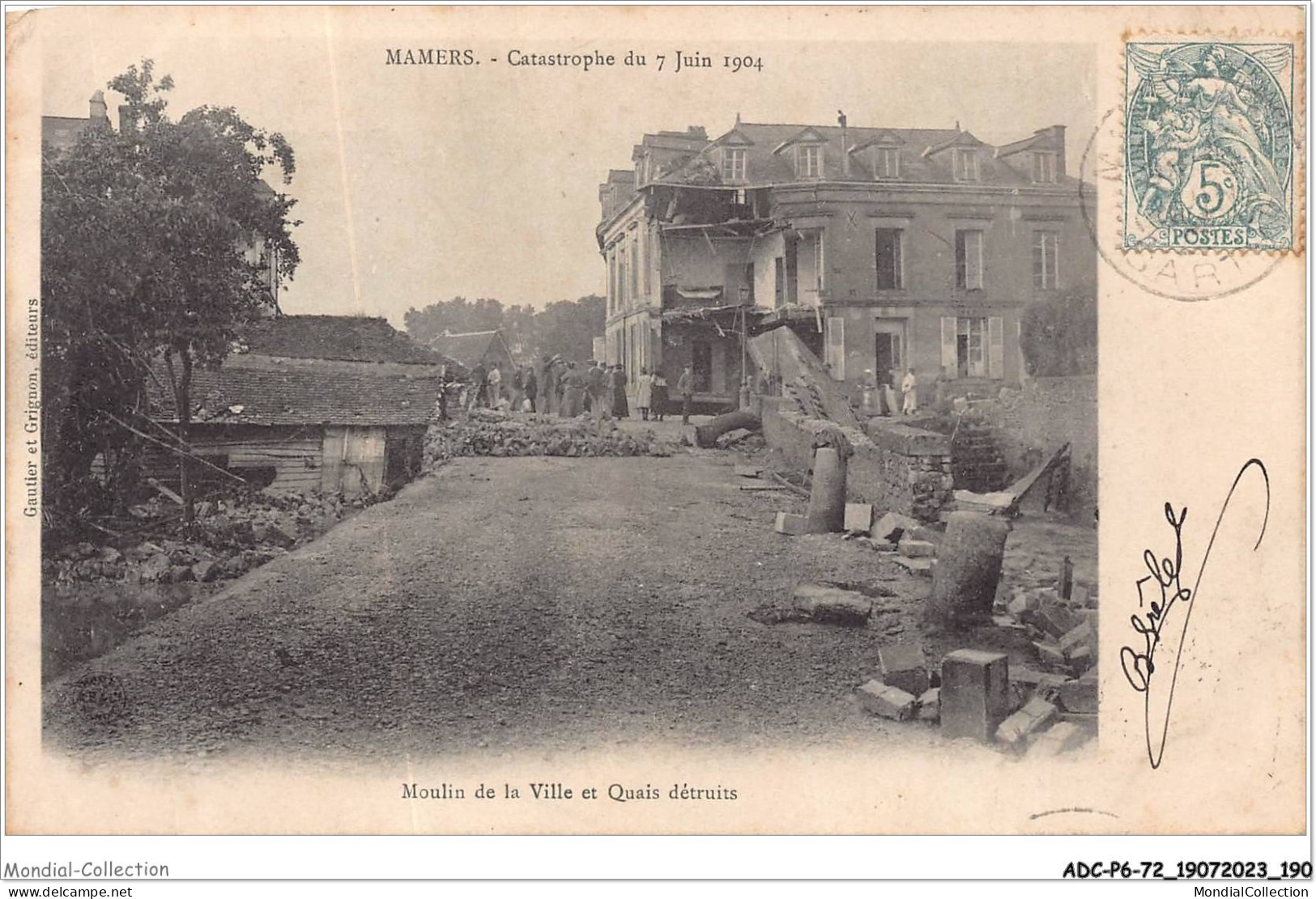 ADCP6-72-0590 - MAMERS - Catastrophe Du 7 Juin 1904 - Moulin De La Ville Et Quais Détruits  - Mamers