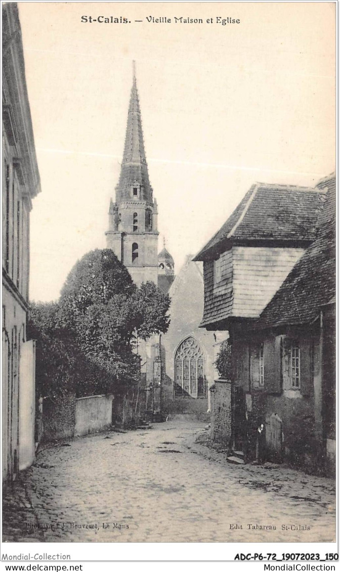 ADCP6-72-0570 - SAINT-CALAIS - Vieille Maison Et L'église  - Saint Calais