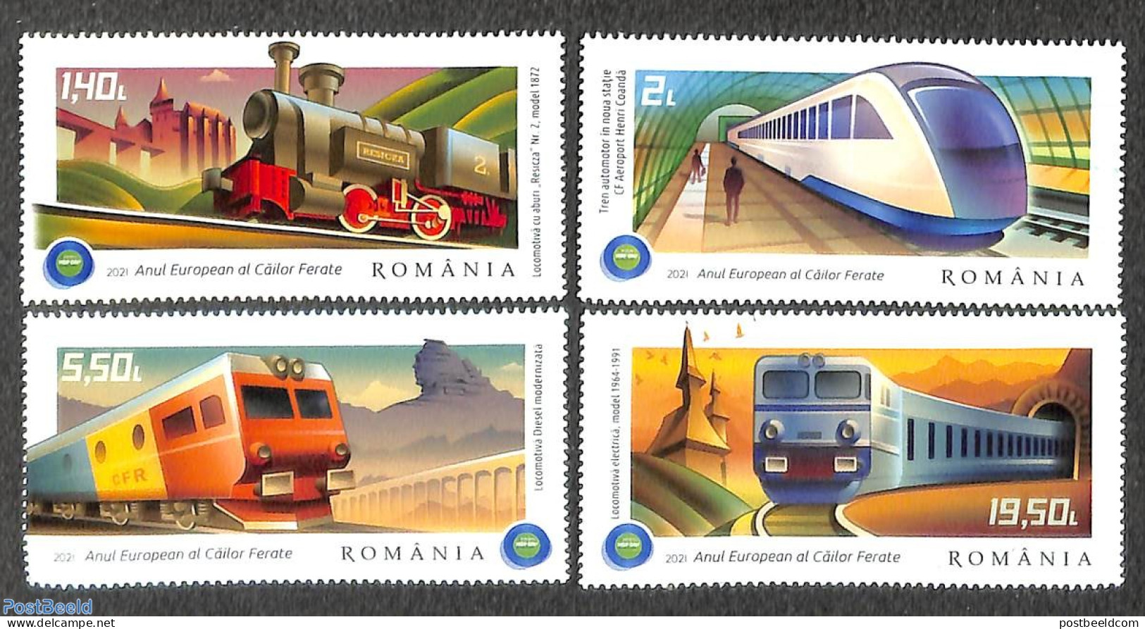 Romania 2021 European Railway Year 4v, Mint NH, Transport - Railways - Unused Stamps