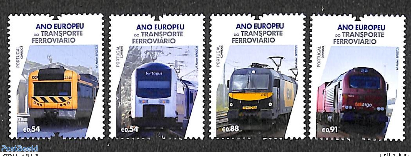 Portugal 2021 European Year Of Rail Transport 4v, Mint NH, Transport - Railways - Unused Stamps