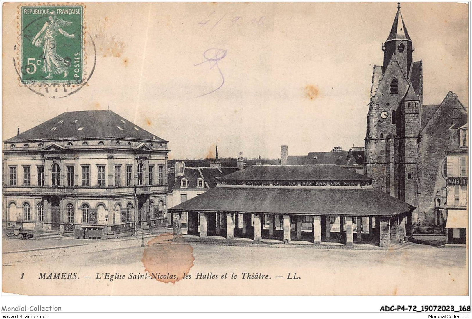 ADCP4-72-0394 - MAMERS - L'église Saint-nicolas - Les Halles Et Le Théâtre  - Mamers