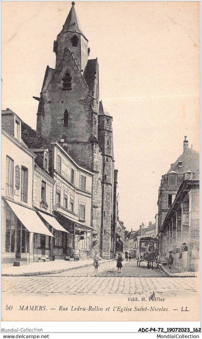 ADCP4-72-0391 - MAMERS - Rue Ledru-rollin Et L'église Saint-nicolas  - Mamers