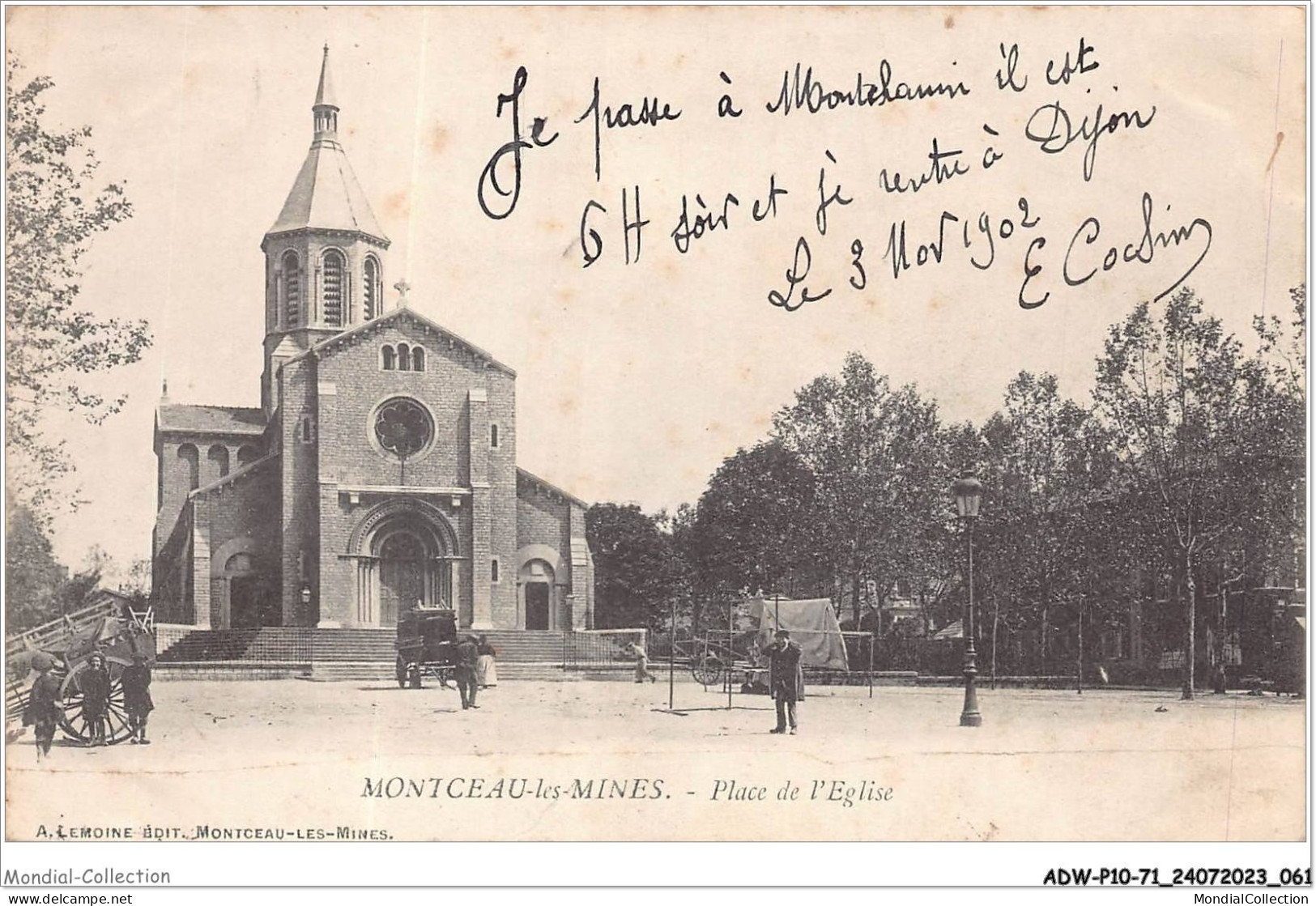 ADWP10-71-0925 - MONTCEAU-LES-MINES - Place De L'eglise  - Montceau Les Mines