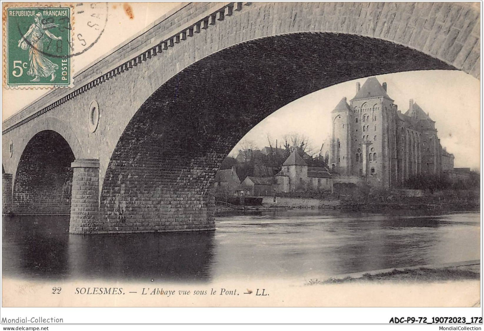 ADCP9-72-0896 - SOLESMES - L'abbaye Vue Sous Le Pont  - Solesmes