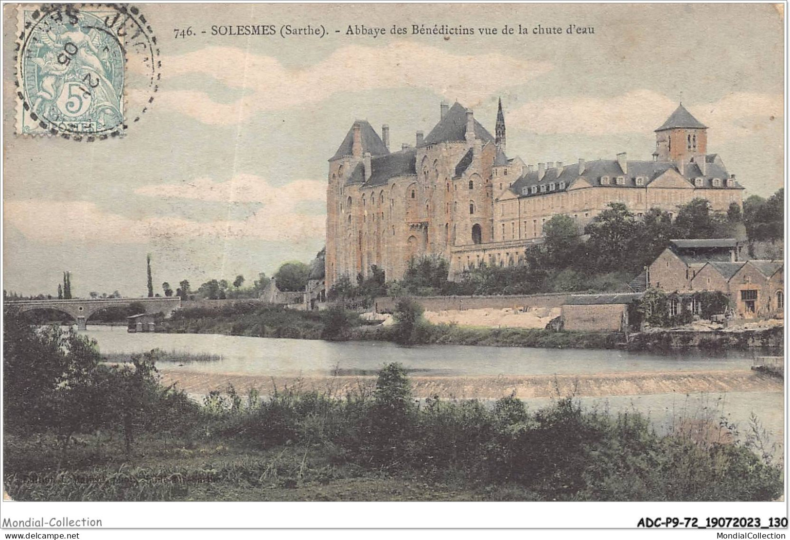ADCP9-72-0875 - SOLESMES - Abbaye Des Bénédictins Vue De La Chute D'eau  - Solesmes