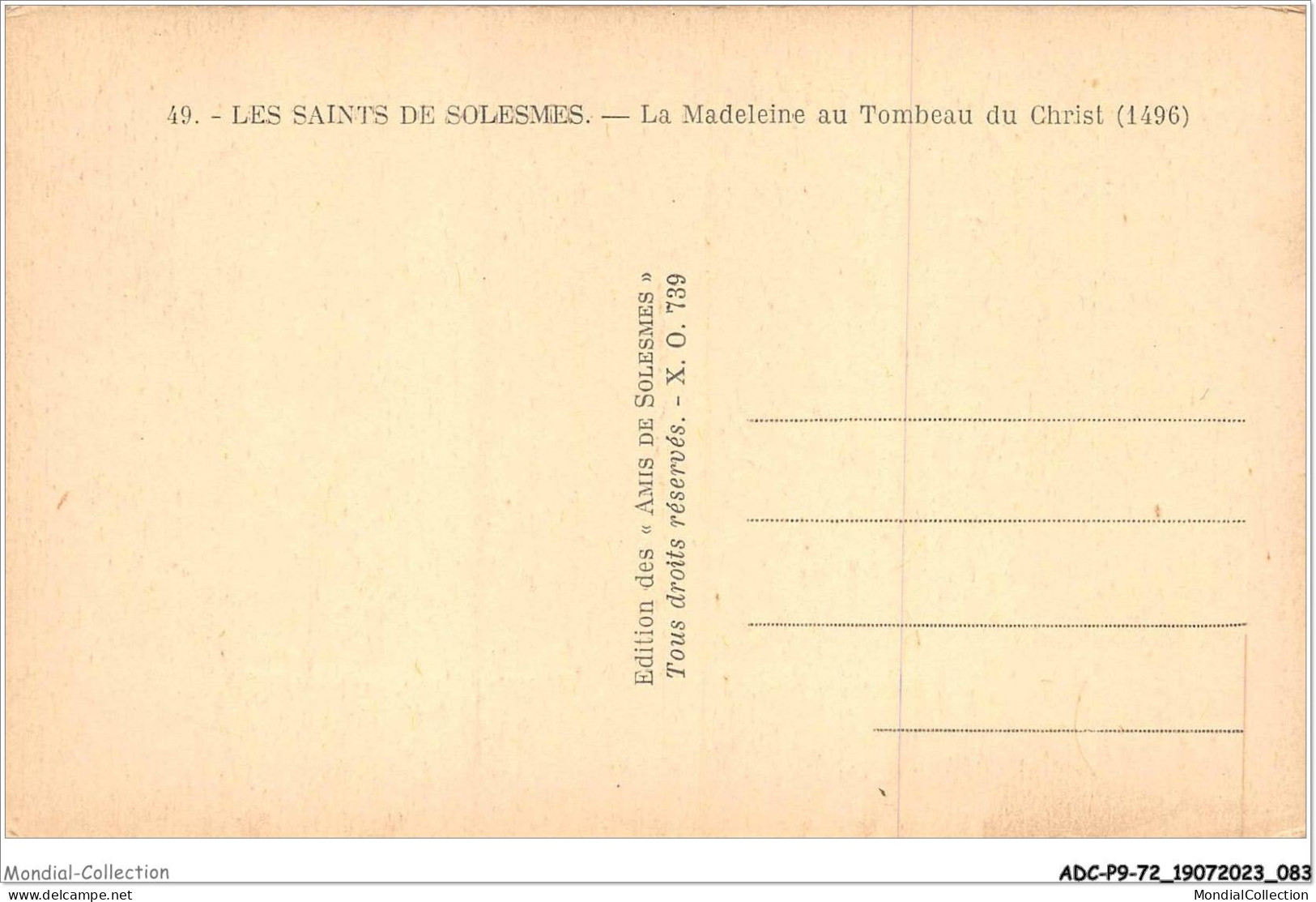 ADCP9-72-0851 - Les Saints De SOLESMES - La Madeleine Au Tombeau Du Christ - Solesmes