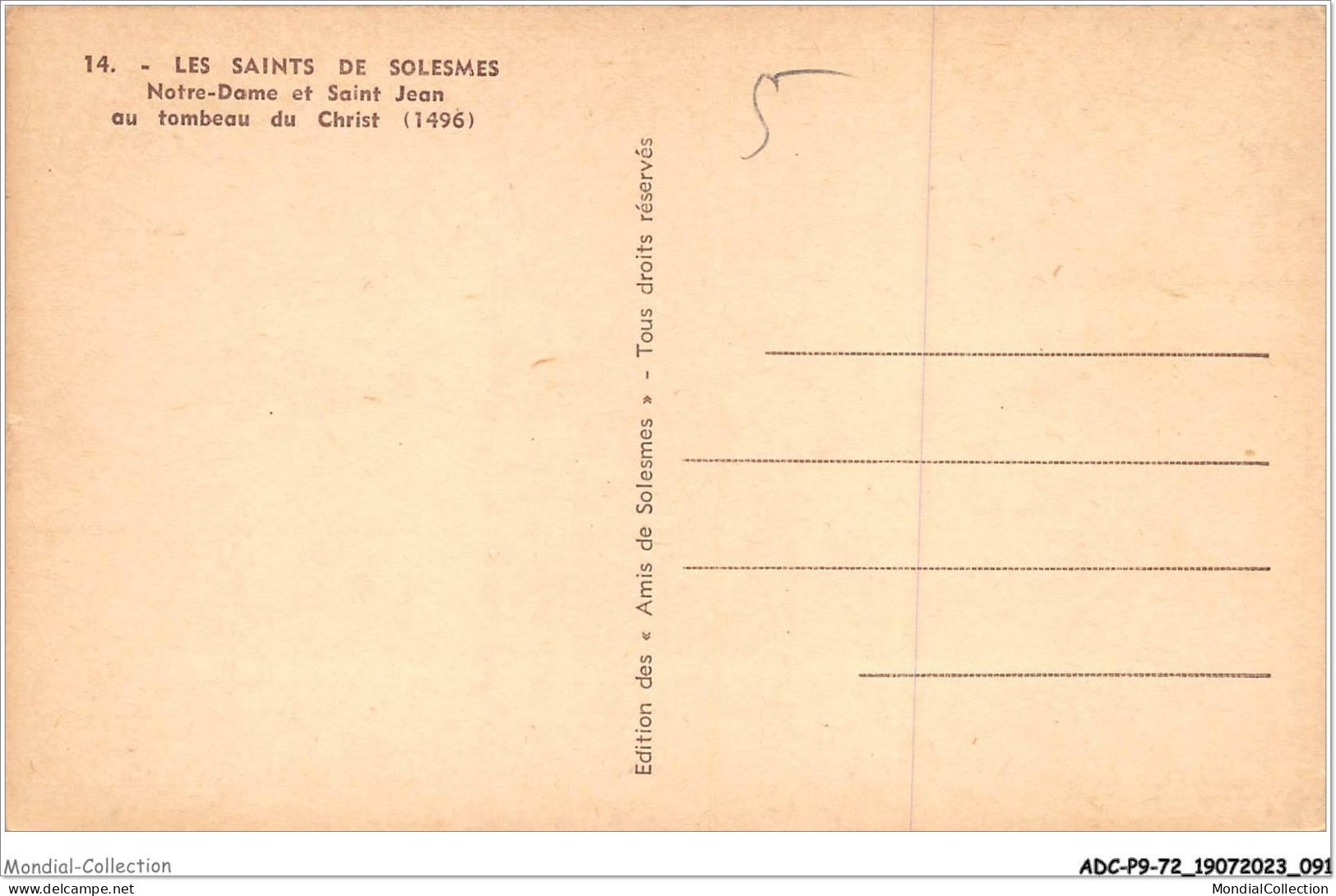 ADCP9-72-0855 - Les Saints De SOLESMES - Notre-dame Et Saint Jean Au Tombeau Du Christ - Solesmes