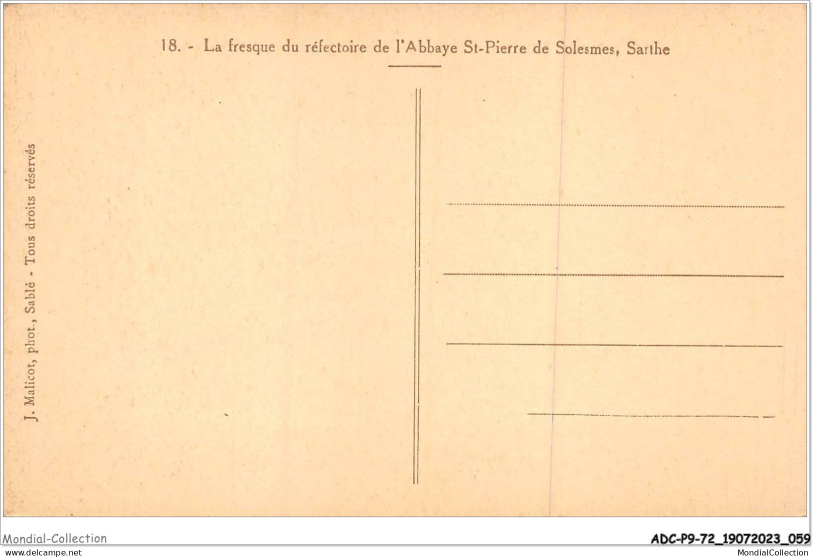 ADCP9-72-0839 - La Fresque Du Réfectoire De L'abbaye St-Pierre De SOLESMES - Solesmes