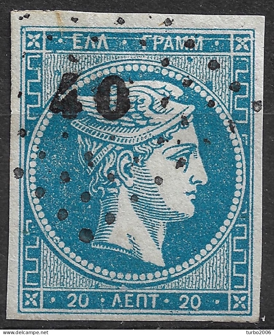 Plateflaw 20F21 On GREECE 1867-69 Large Hermes Head Cleaned Plates Issue 20 L Sky Blue Vl. 39 / H 27 A Position 25 - Variétés Et Curiosités