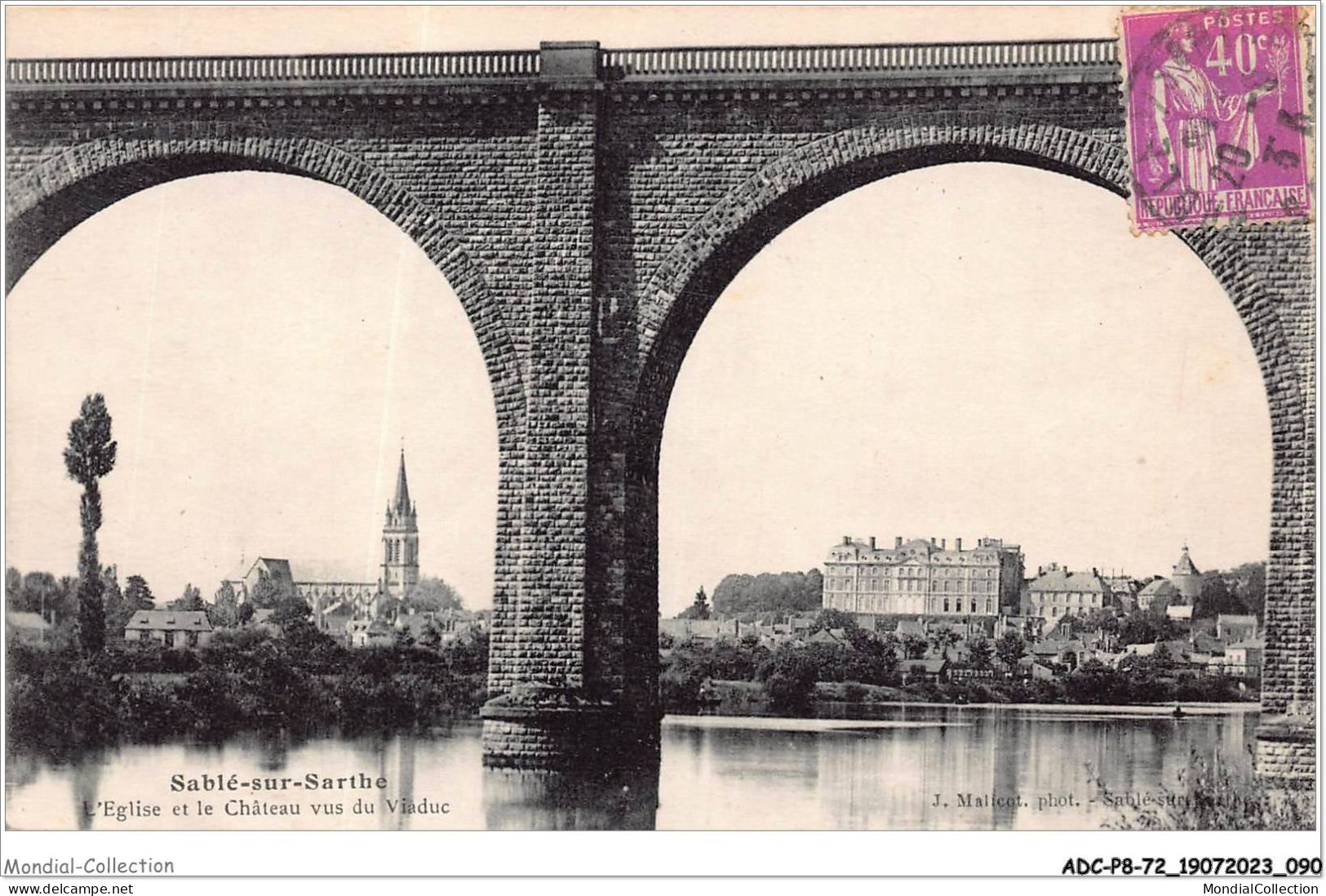 ADCP8-72-0750 - SABLE-SUR-SARTHE - L'église Et Château Vus Du Viaduc - Sable Sur Sarthe