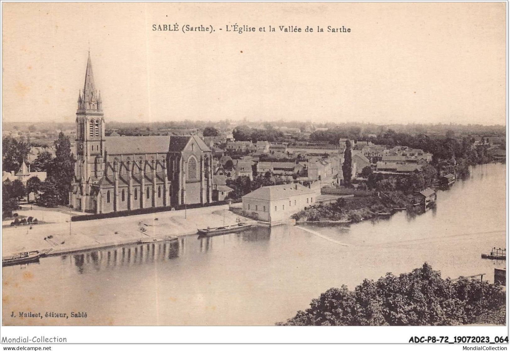 ADCP8-72-0737 - SABLE - L'église Et La Vallée De La Sarthe  - Sable Sur Sarthe