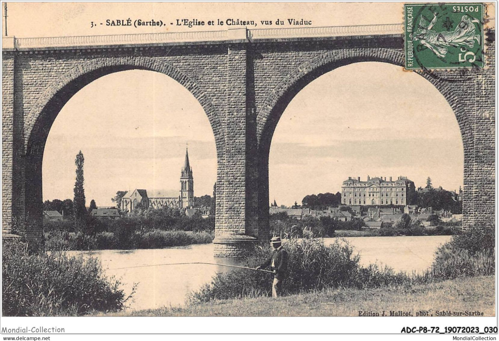 ADCP8-72-0720 - SABLE - L'église Et Le Château Vus Du Viaduc - Sable Sur Sarthe