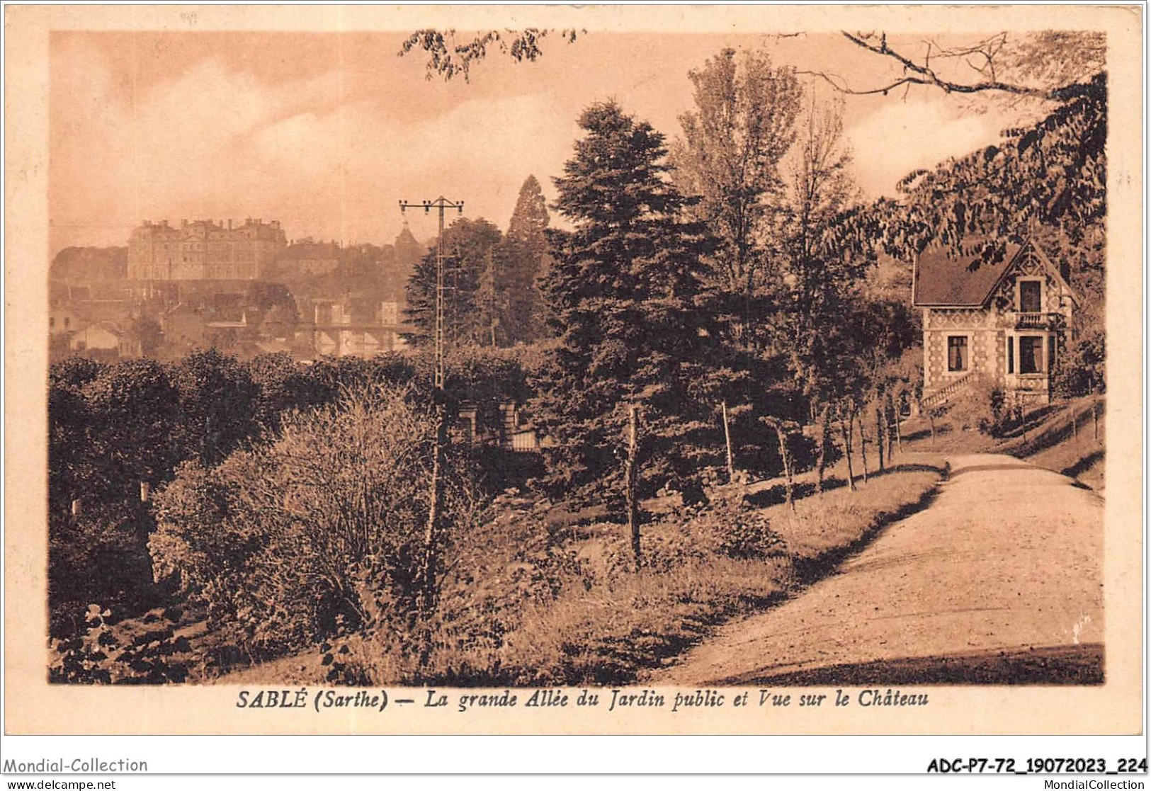 ADCP7-72-0704 - SABLE - La Grande Allée Du Jardin Public Et Vue Sur Le Château  - Sable Sur Sarthe