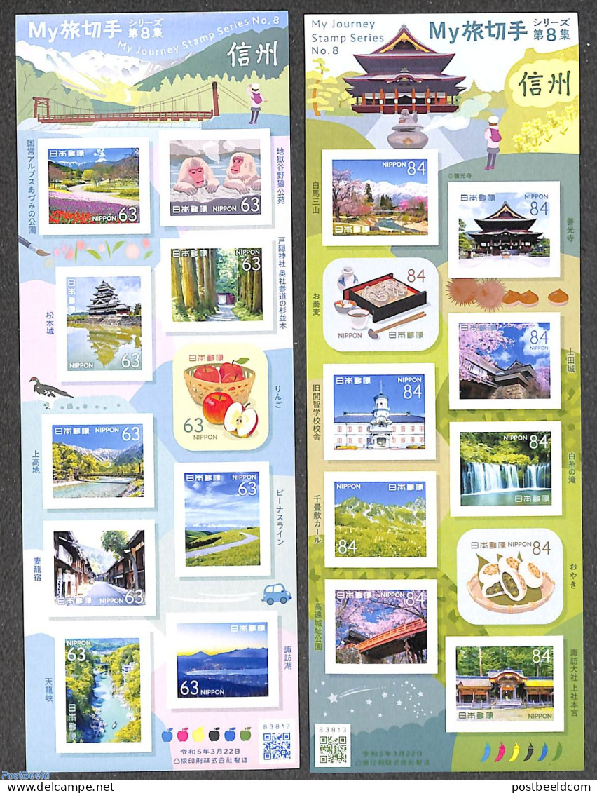 Japan 2023 My Journey No. 8 20v (2 M/s S-a), Mint NH, Health - Nature - Food & Drink - Fruit - Water, Dams & Falls - Neufs