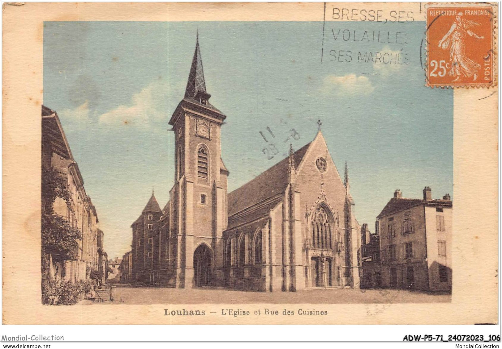 ADWP5-71-0441 - LOUHANS - L'eglise Et Rue Des Cuisines  - Louhans