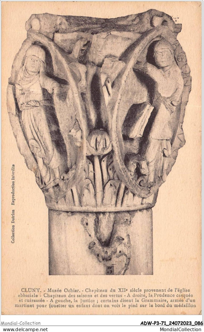 ADWP3-71-0232 - CLUNY - Musée Ochier - Chapiteau Du XII E Siècle Provenant De L'église Abbatiale  - Cluny