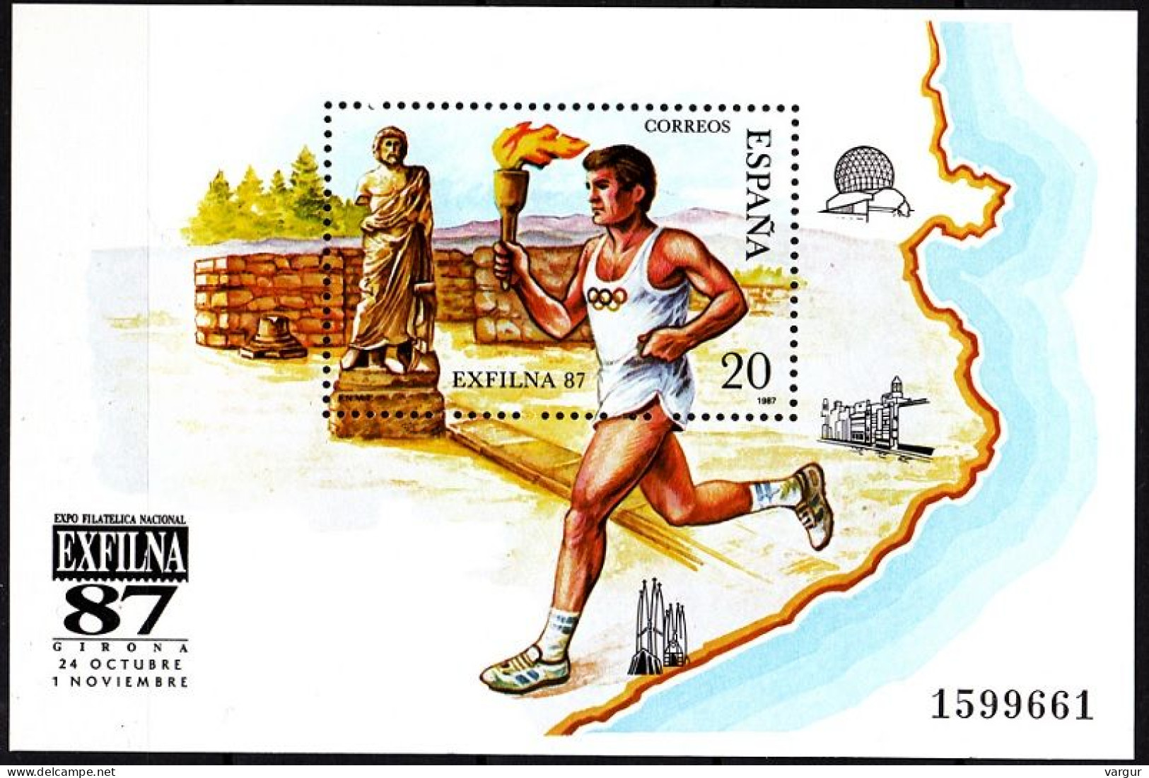 SPAIN 1987 Philately: Stamp Expo EXFILNA'87. Olympic Torch, Antic Statue, MNH - Zomer 1988: Seoel