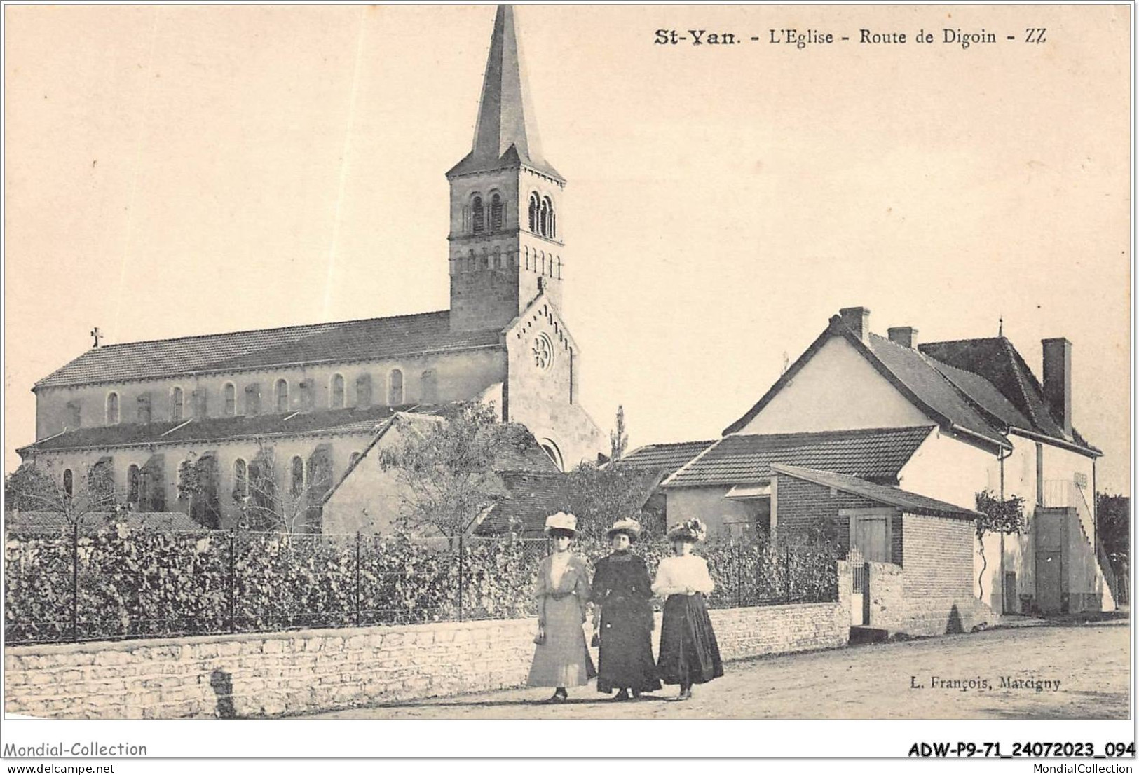 ADWP9-71-0842 - SAINT-YAN - L'eglise - Route De Digoin  - Charolles