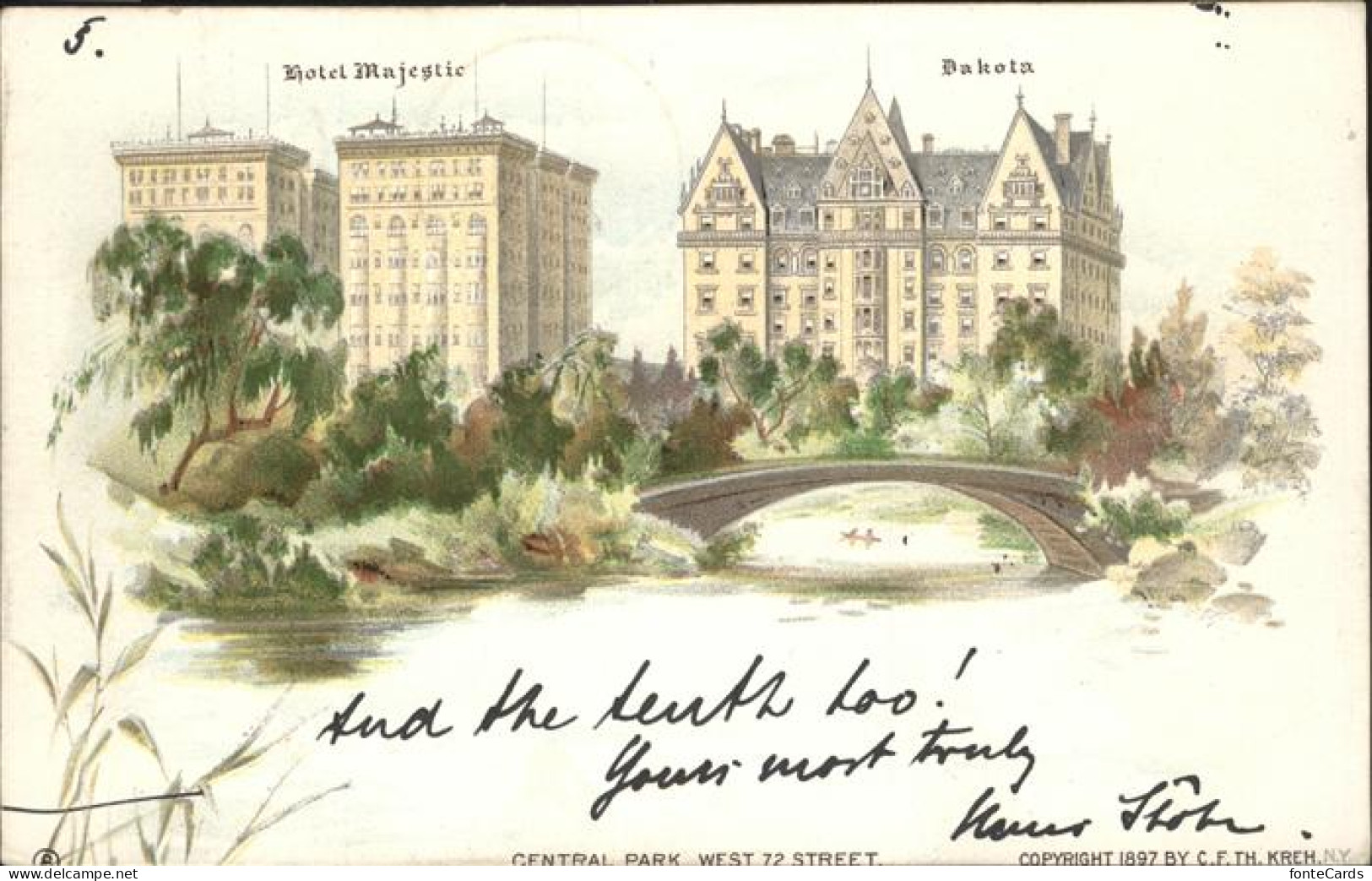 41326712 New_York_City Hotel Majestic Park Bridge Litho Dakota Apartments - Sonstige & Ohne Zuordnung