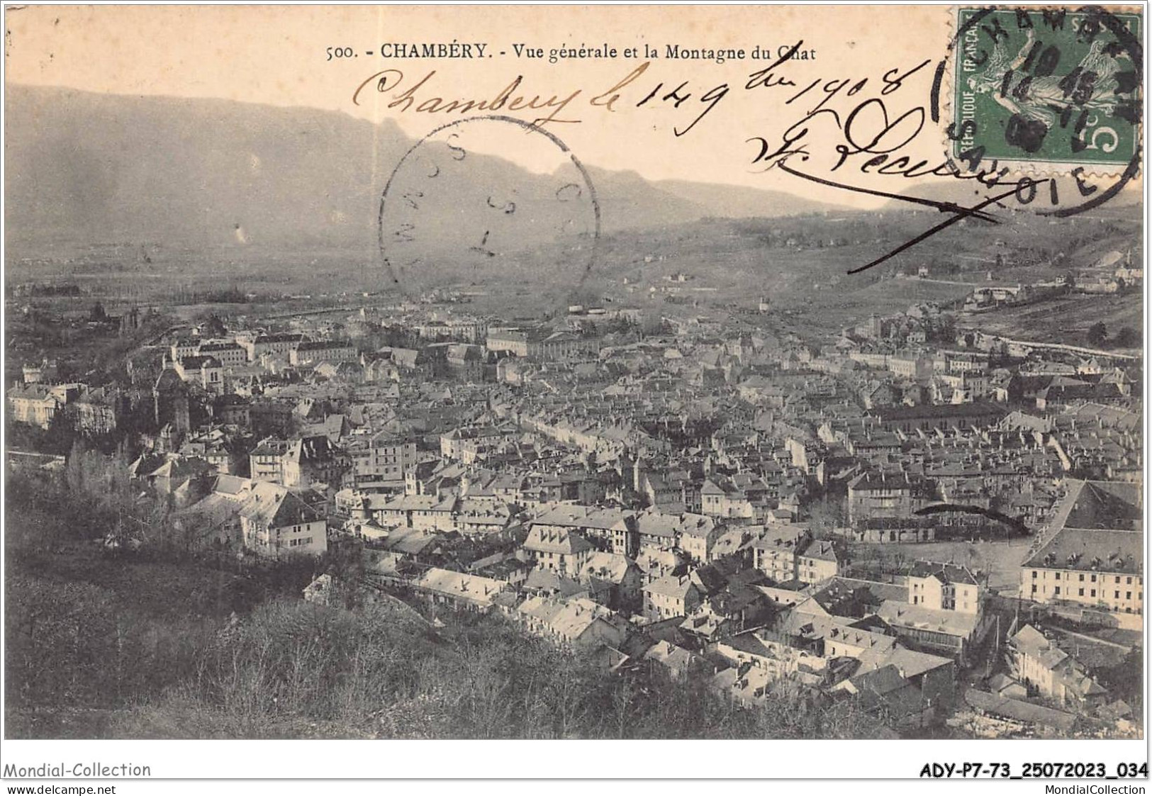 ADYP7-73-0575 - CHAMBERY - Vue Générale Et La Montagne Du Chat  - Chambery