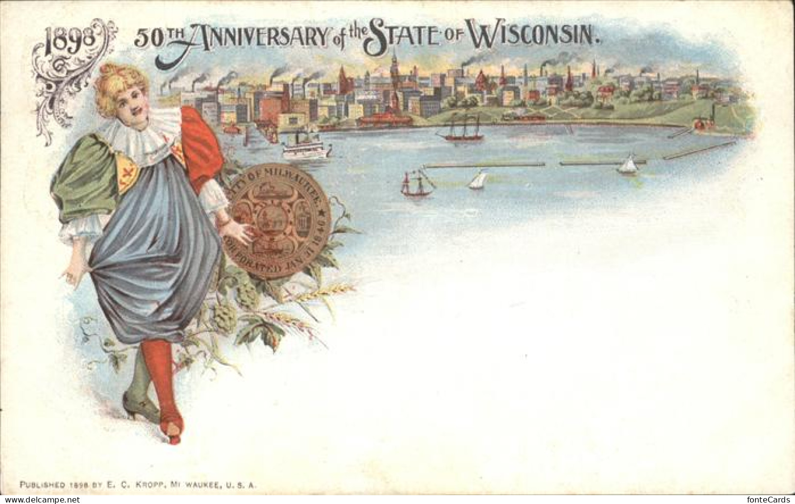 41326676 Wisconsin 50th Anniversary Ot The State Kuenstlerkarte United States - Sonstige & Ohne Zuordnung