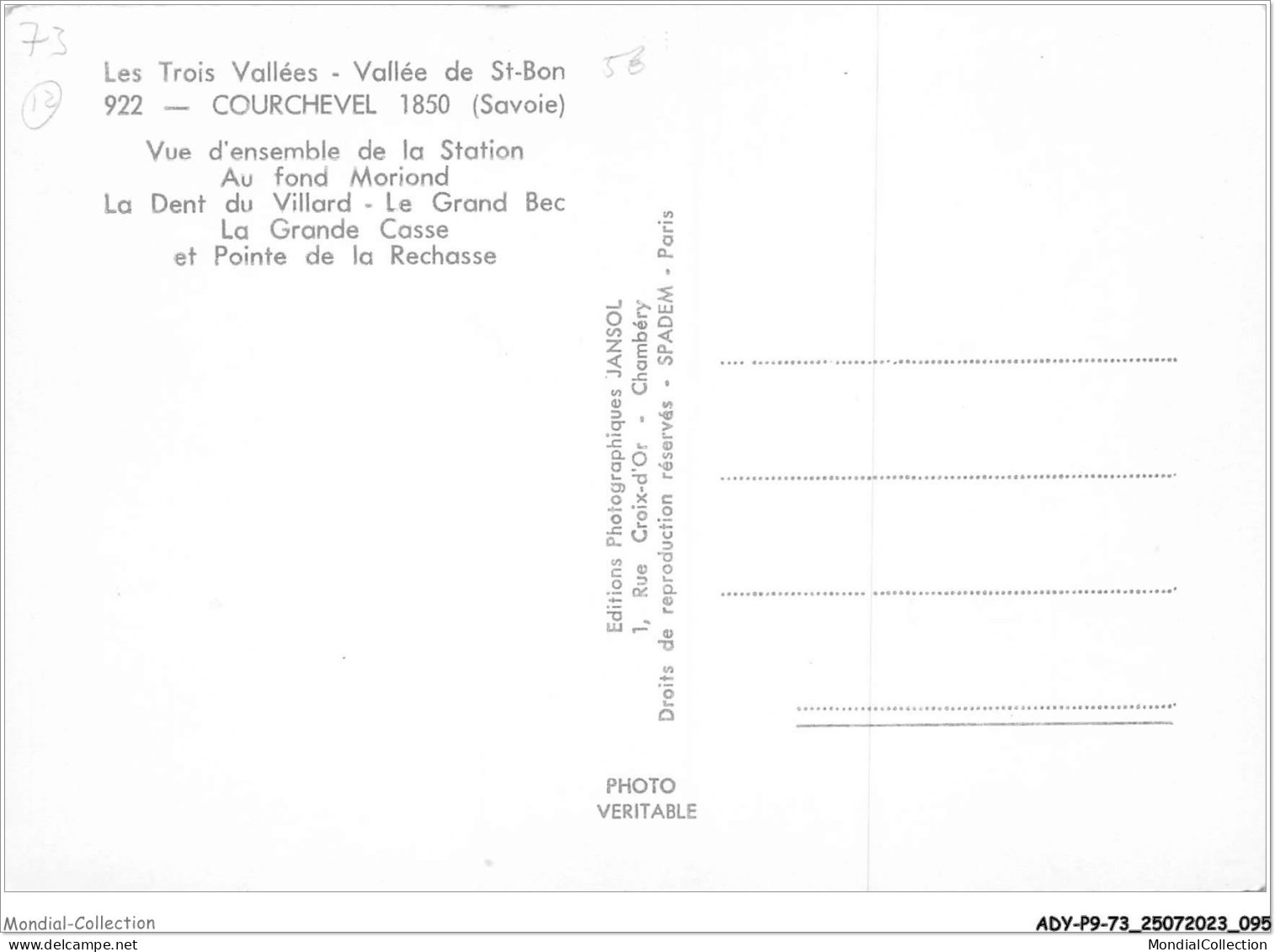 ADYP9-73-0795 - Les Trois Vallées - Vallée De St-bon - COURCHEVEL 1850 - Vue D'ensemble De La Station - Courchevel