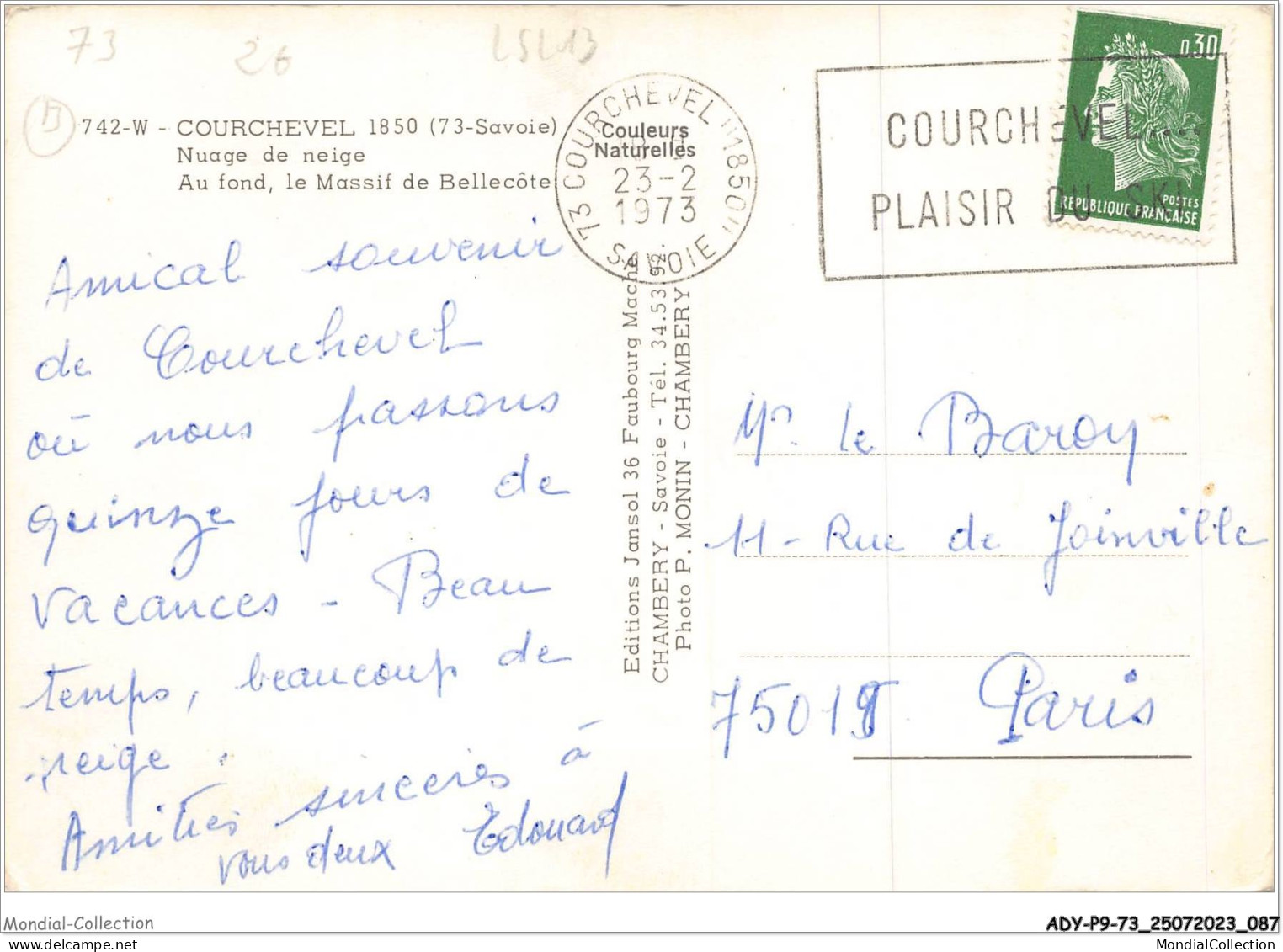 ADYP9-73-0791 - COURCHEVEL - Nuage De Neige - Au Fond Le Massif De Bellecôte  - Courchevel