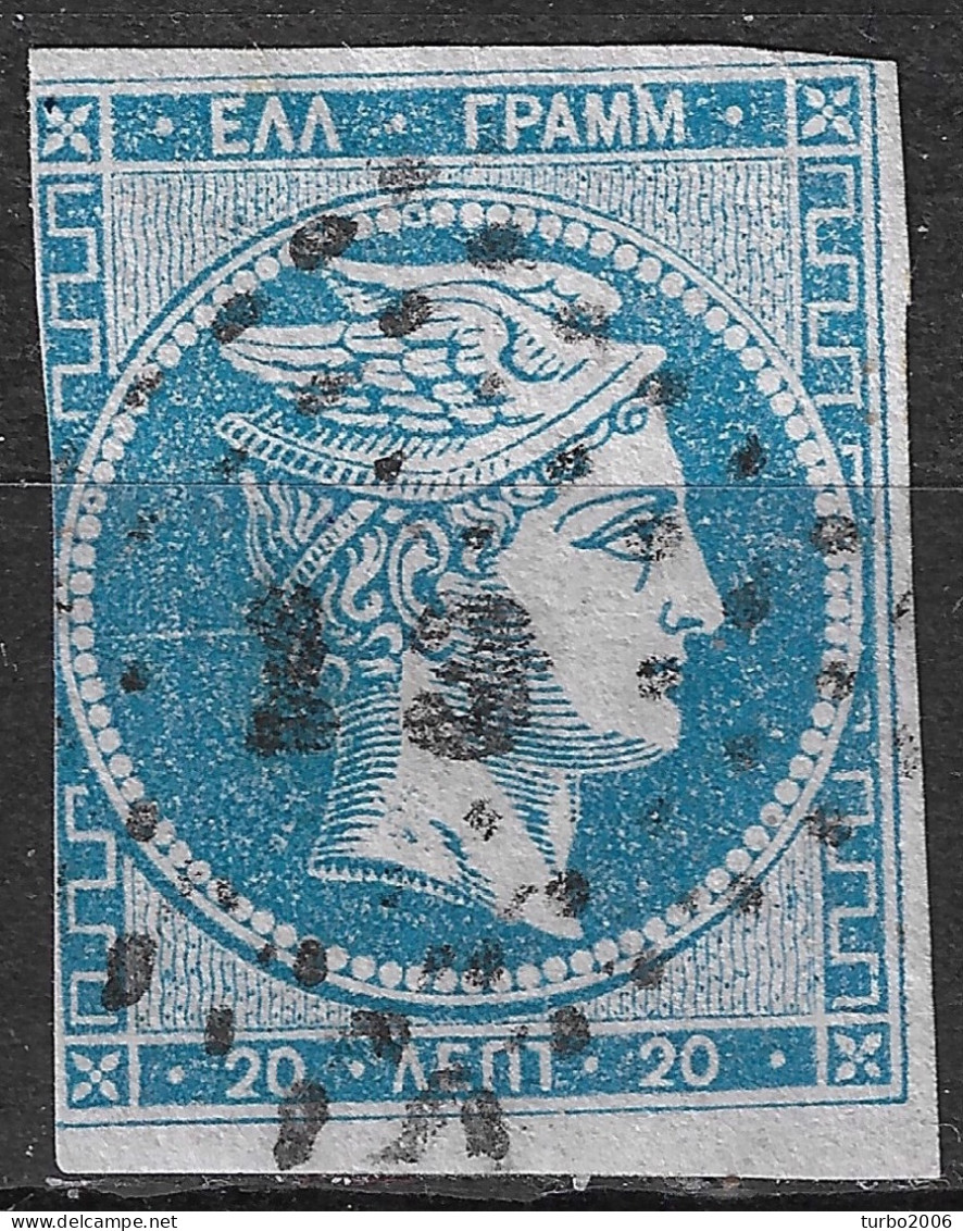 GREECE Plateflaw White Line (20F20) In 1868-69 Large Hermes Head Cleaned Plates Issue 20 L Sky Blue Vl. 39 / H 27 A - Variétés Et Curiosités