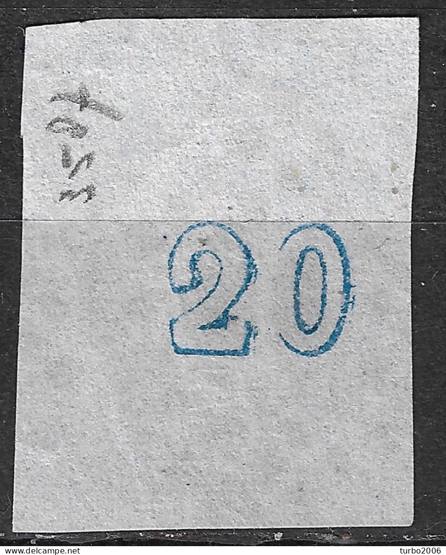 GREECE Plateflaw White Line (20F20) In 1868-69 Large Hermes Head Cleaned Plates Issue 20 L Sky Blue Vl. 39 / H 27 A - Errors, Freaks & Oddities (EFO)