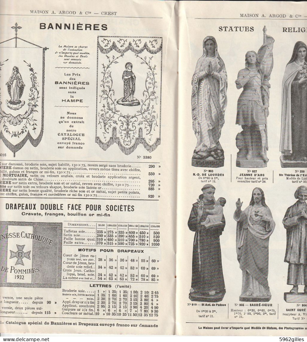 26 DROME CREST Près VALENCE Près DIE SAILLANS Catalogue Ecclésiastique A.ARGOD N° 337 Bis Avant 1914 - Historical Documents