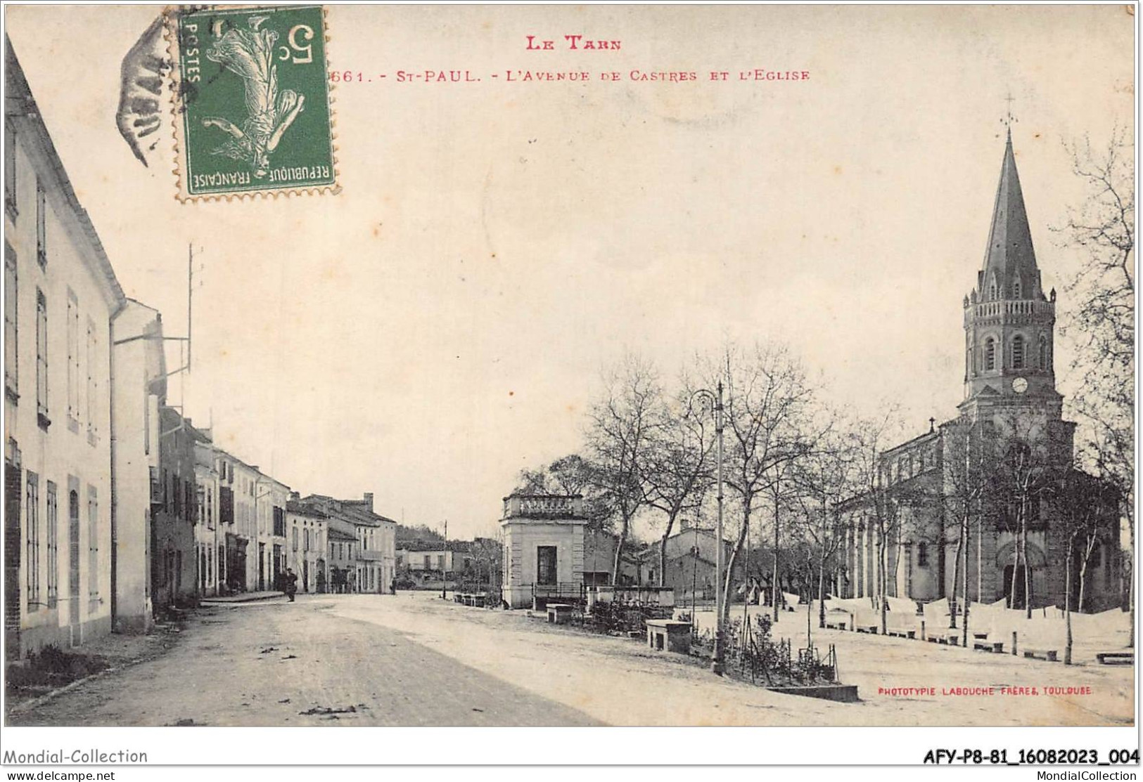 AFYP8-81-0681 - Le Tarn - ST-PAUL - L'avenue De Castres Et L'église - Saint Paul Cap De Joux