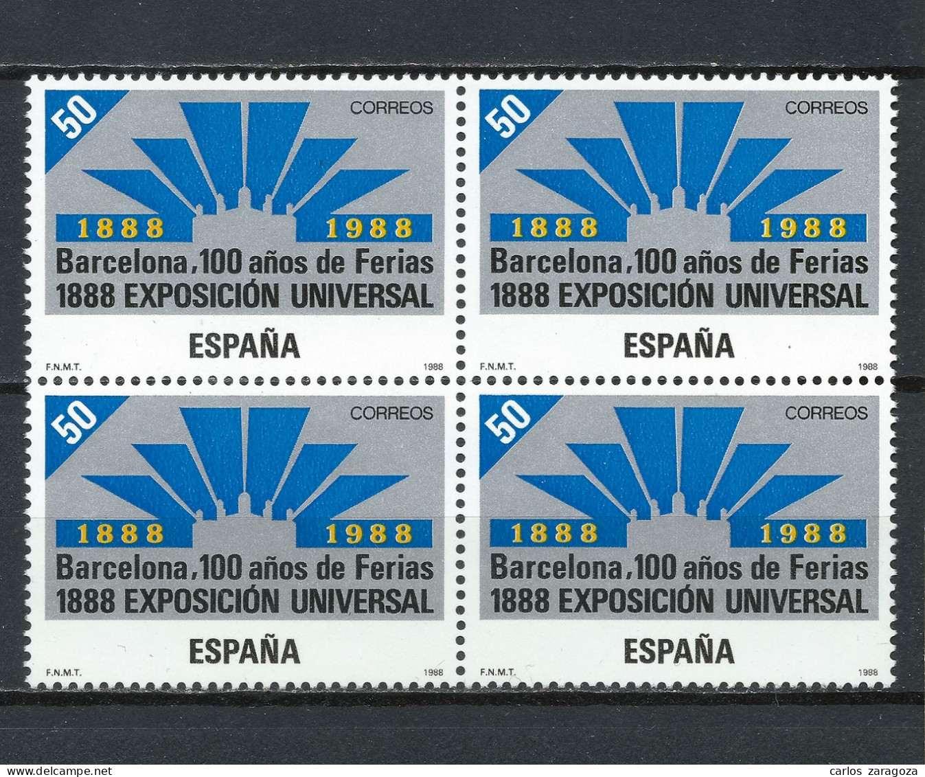 ESPAÑA 1988—EXPOSICIÓN UNIVERSAL De BARCELONA ** EDI 2951, YT 2566, Mi 2831. EN BLOQUE - Unused Stamps