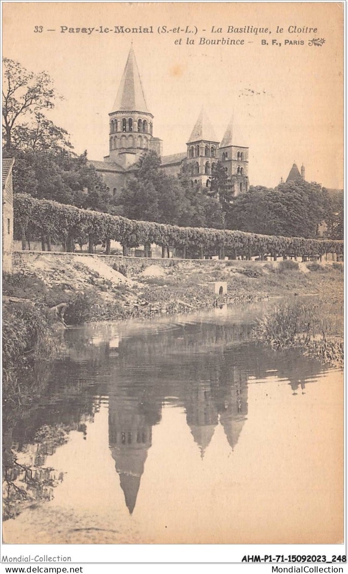 AHMP1-71-0123 - PARAY-LE-MONIAL - La Basilique - Le Cloître  Et La Bourbince - Paray Le Monial