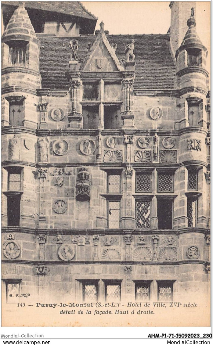 AHMP1-71-0114 - PARAY-LE-MONIAL - Hôtel De Ville - Détail De La Façade - Paray Le Monial