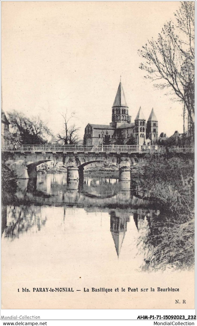 AHMP1-71-0115 - PARAY-LE-MONIAL - La Basilique Et Le Pont Sur La Bourbince - Paray Le Monial