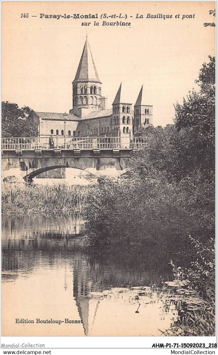 AHMP1-71-0108 - PARAY-LE-MONIAL - La Basilique Et Pont Sur La Bourbince - Paray Le Monial