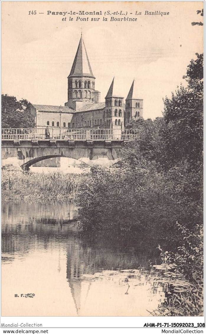 AHMP1-71-0054 - PARAY-LE-MONIAL - La Basilique Et Le Pont Sur La Bourbince - Paray Le Monial