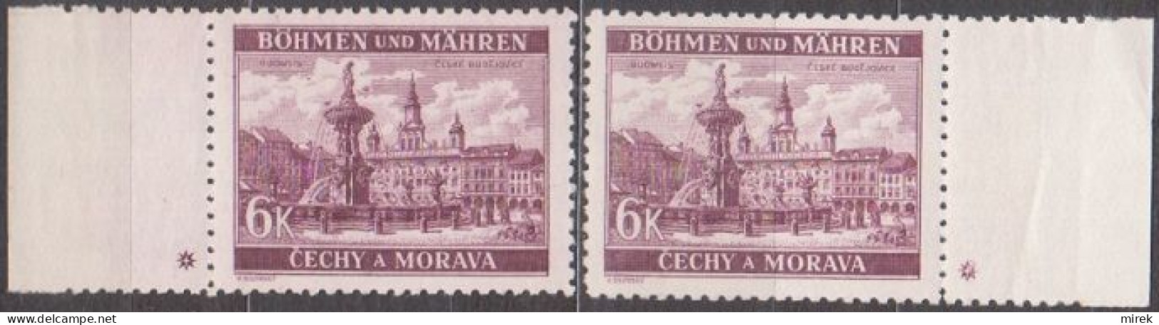 028/ Pof. 46, Violet; Border Stamps, Plate Mark + - Neufs