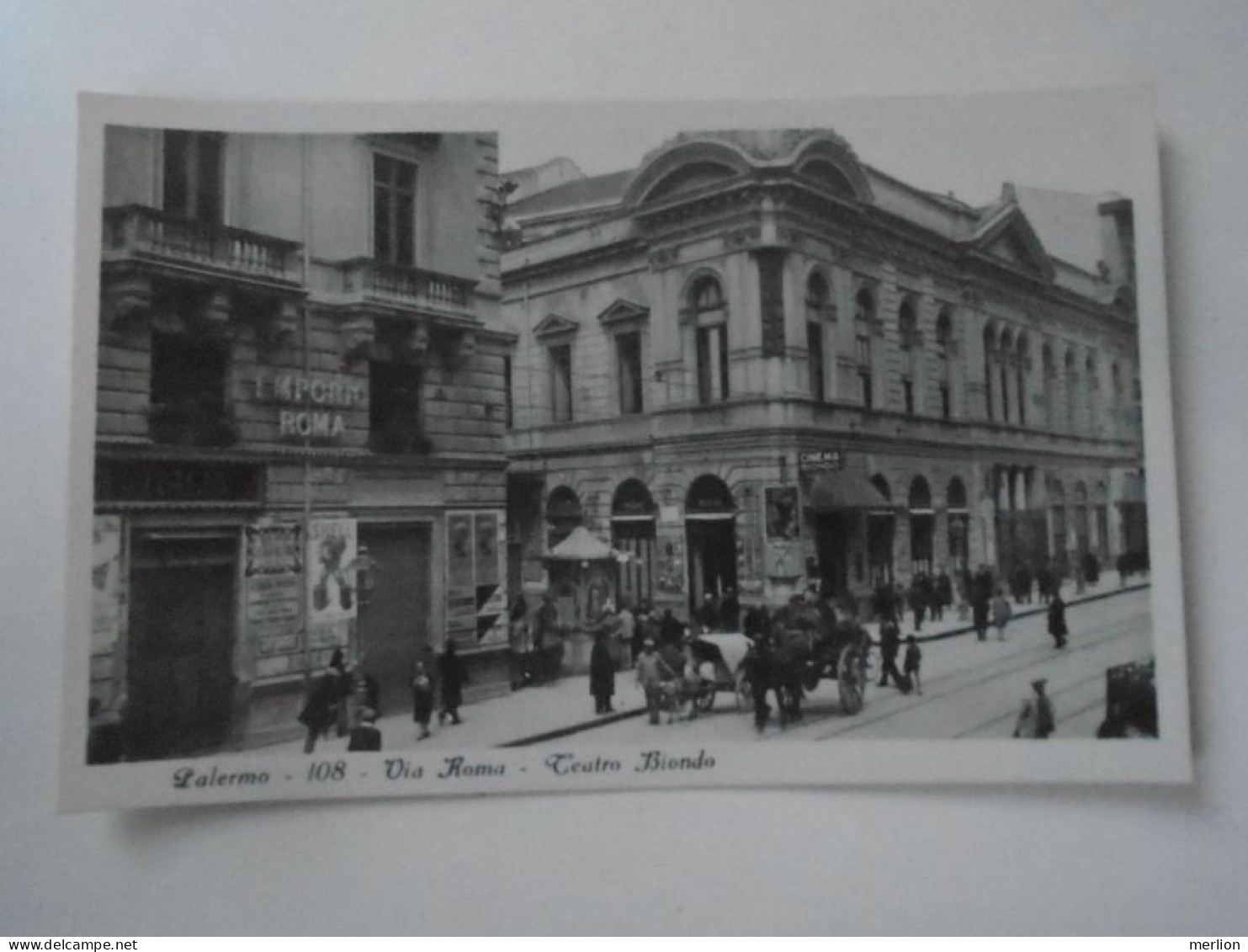 D202131  Italia PALERMO -Via ROma Teatro Biondo -Cinema- Biondo -Shell - Emporio Roma  - FOTO Photo  Ca 1920 - Palermo