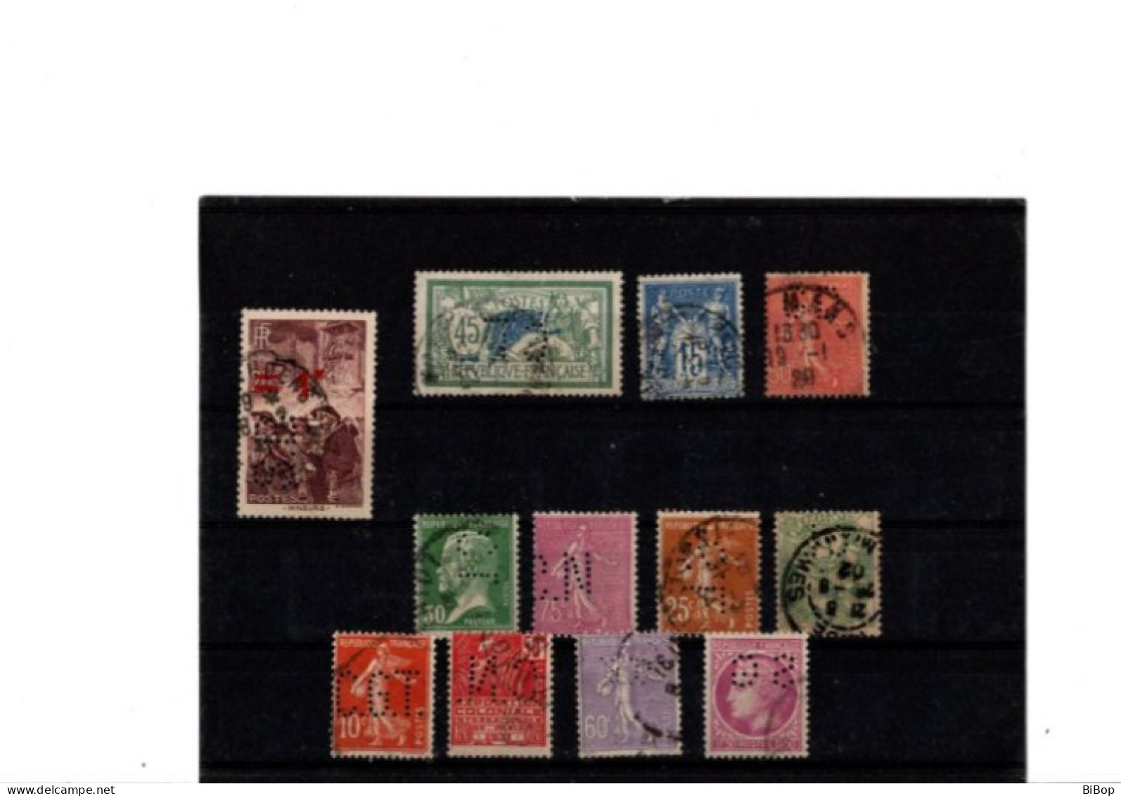 Lot De 12 Timbres Perforés De France, Oblitérés. Voir Scan. - Gebruikt